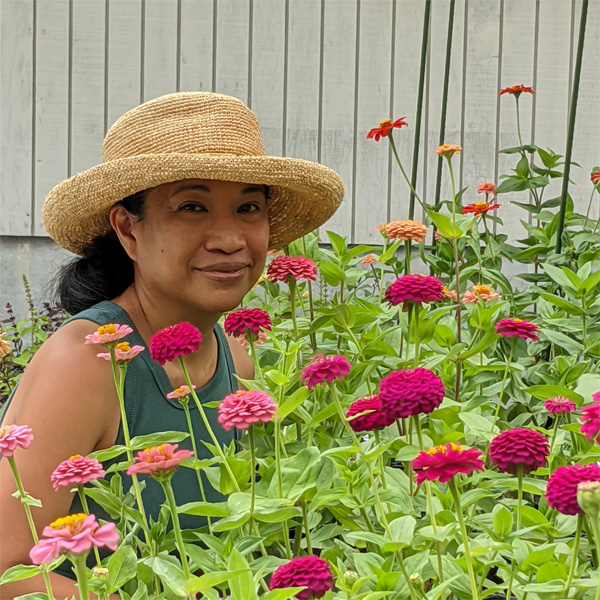 Marcia Ricchiuti in her garden