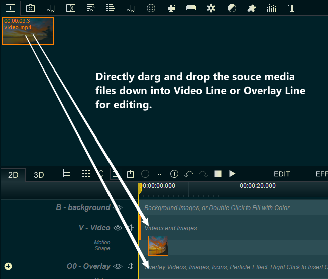 drag and drop to timeline for editing