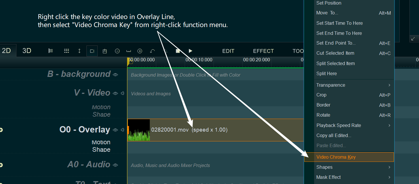 right click to run Video Chroma Key